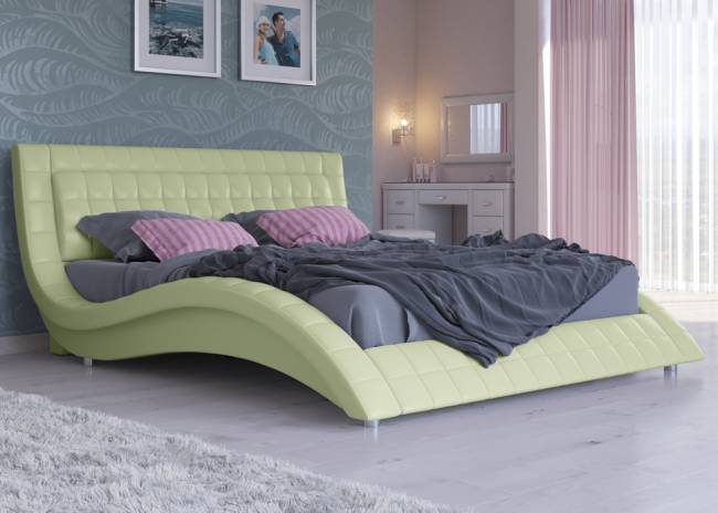 Кровать Атлантико, цвет: Экокожа Олива