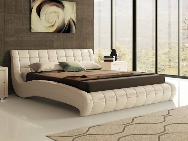 Кровать Nuvola 1, цвет: Экокожа Бежевый перламутр Кровать Nuvola 1, цвет: Экокожа Бежевый перламутр