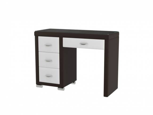 Туалетный стол OrmaSoft-2 (4 ящика) левый, цвет: Экокожа Коричневый/Белый Туалетный стол OrmaSoft-2 (4 ящика) левый, цвет: Экокожа Коричневый/Белый