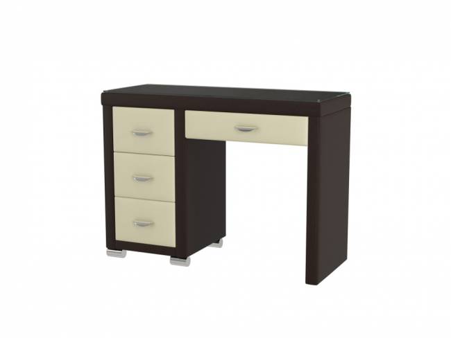 Туалетный стол OrmaSoft-2 (4 ящика) левый, цвет: Экокожа Коричневый/Кремовый Туалетный стол OrmaSoft-2 (4 ящика) левый, цвет: Экокожа Коричневый/Кремовый