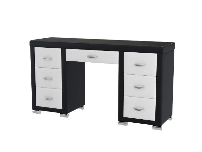 Туалетный стол OrmaSoft 2 (7 ящиков), цвет: Экокожа Черный/Белый